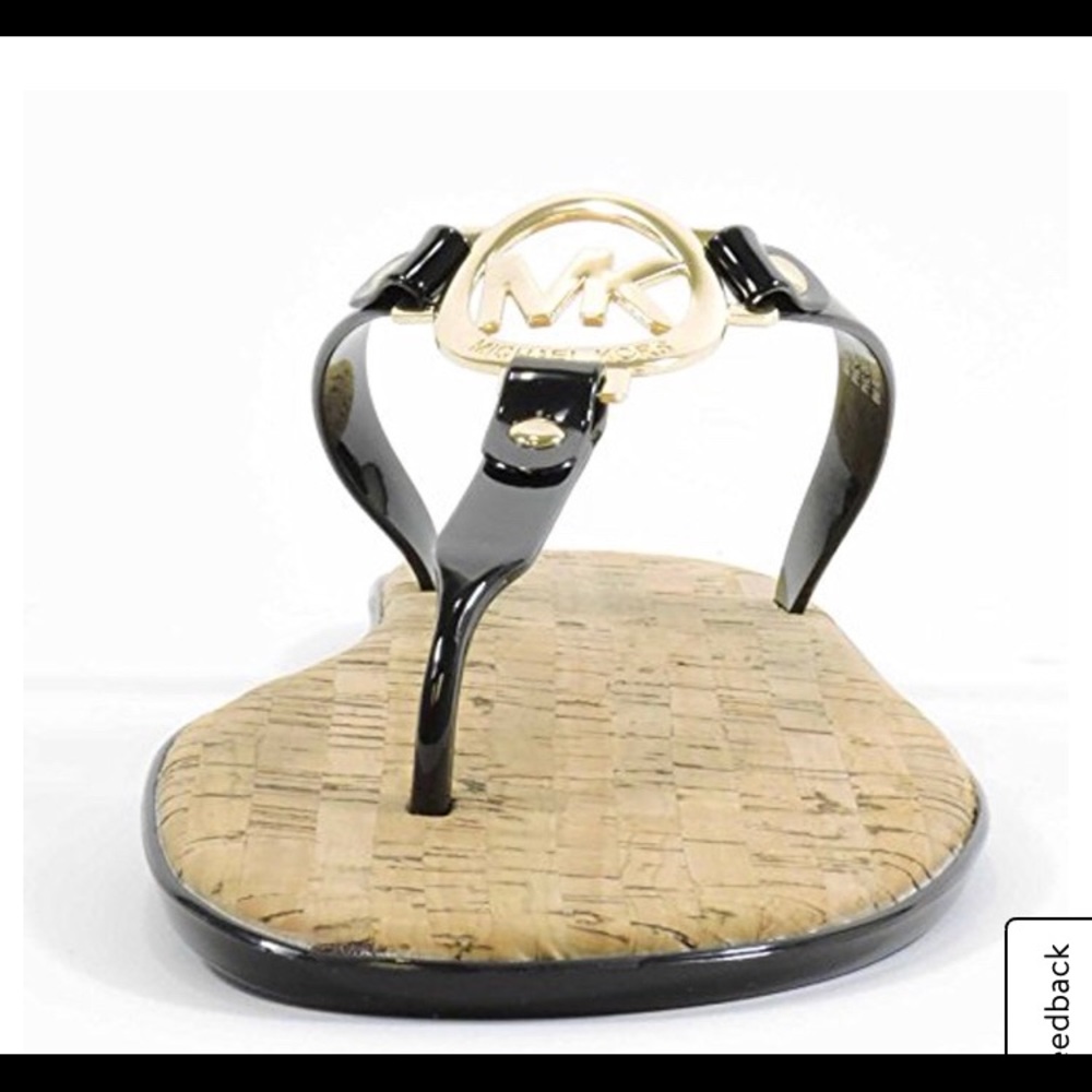 NIB Michael Kors-10 M Black logo thong sandals